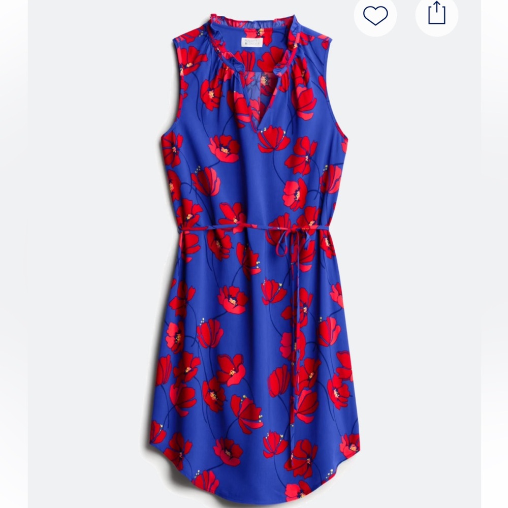 41 Hawthorn Blue Red V-Neck Ruffle Detail Sleeveless Sundress
